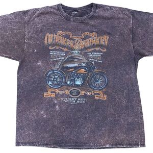 Vintage Y2K Bikes and Whiskey Motorcycles Acid Wash Tee